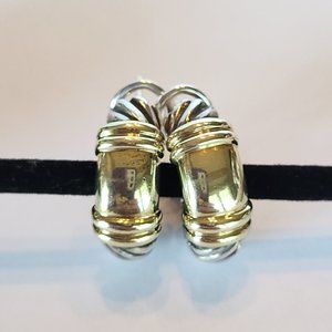 David Yurman Sterling Silver 925 & 14k Shrimp Cable Earrings